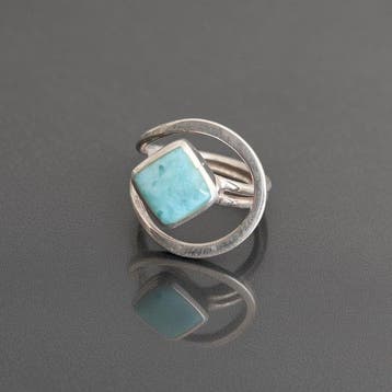 Hoogwaardige larimar op massief zilver 925. Ambachtelijke