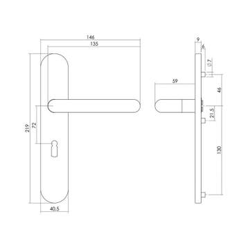 Intersteel Deurkruk Rond op schild sleutelgat 72mm - RVS, Verzenden, Nieuw
