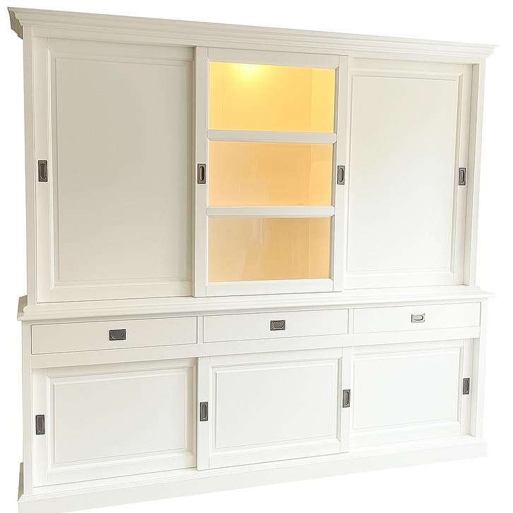 Buffetkast wit Putten 240cm dichte zijdeuren led verlichting, Huis en Inrichting, Kasten | Buffetkasten, Ophalen of Verzenden