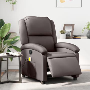 vidaXL Massagestoel elektrisch verstelbaar echt leer, Verzenden, Nieuw