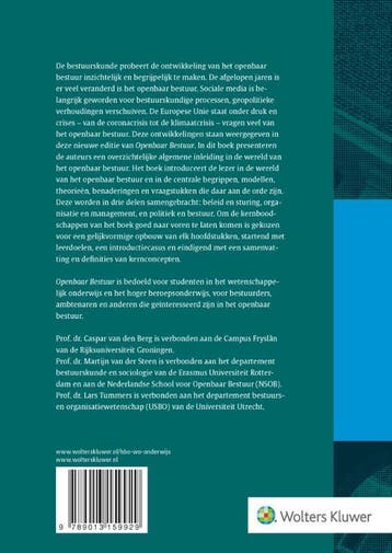 Openbaar Bestuur, beleid, organisatie en politiek, Verzenden, Zo goed als nieuw, C.F. van den Berg