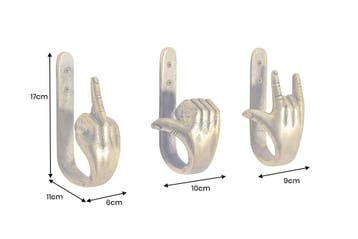 Kapstokhaak FINGERS 20 cm set van 3 messing - 45662, Ophalen of Verzenden, Nieuw