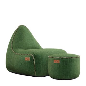 Cobana Lounge Stoel & Pouf Outdoor - Groen, Verzenden, Nieuw