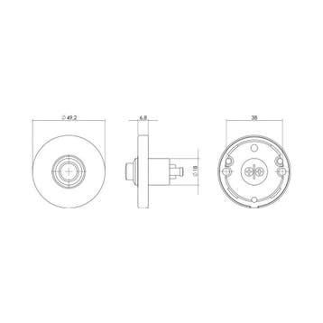 Intersteel Deurbel rond verdekt ø49x7mm - messing getrommeld, Huis en Inrichting, Deurbellen, Verzenden, Nieuw