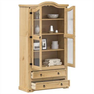 vidaXL Vitrinekast Corona 99x43x187 cm massief grenenhout, Minder dan 50 cm, Verzenden, Nieuw, Minder dan 100 cm