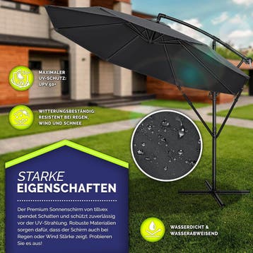 Zweefparasol - Tuinparasol - Parasol 300 cm - Met voet - Met, Tuin en Terras, Parasols, Verzenden, Zo goed als nieuw
