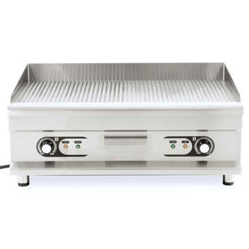 HCB Bakplaat - geribbeld - 75 cm - 400V - RVS, Verzenden, Nieuw in verpakking, Fornuis, Frituur en Grillen