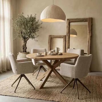 Ronde eettafel Bailar teakhout - 140cm | World of Brosi, Ophalen of Verzenden, Nieuw