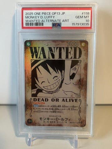 One Piece - 1 Graded card - Monkey D. Luffy - PSA 10, Nieuw