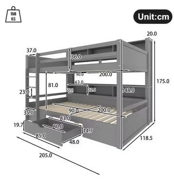 Stapelbed 90x200 cm met Lades en Opbergvakken, Verzenden, Nieuw