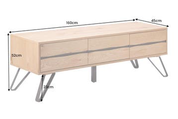 TV-onderkast LIVING EDGE 160 cm eikenhout met zwarte poten -, Ophalen of Verzenden, Nieuw