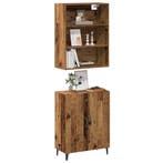 vidaXL Dressoir met wandkast bewerkt hout oud houtkleurig, Huis en Inrichting, Kasten | Dressoirs, Minder dan 50 cm, Verzenden