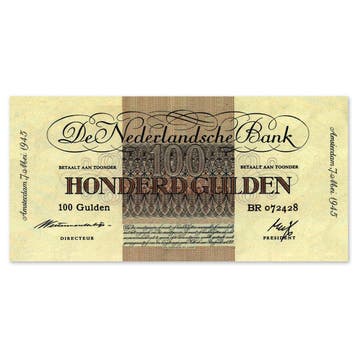 100 Gulden Geldzuivering 1945 Zfr, Postzegels en Munten, Bankbiljetten | Nederland, Verzenden