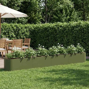 vidaXL Verhoogd Tuinbed Olijfgroen 360 x 40 x 40 cm, Verzenden, Minder dan 60 cm, Nieuw, Metaal