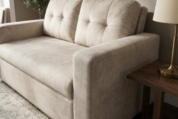 Slaapbank SMART 140cm 2-zits fluweel champagne beige, Ophalen of Verzenden, Nieuw