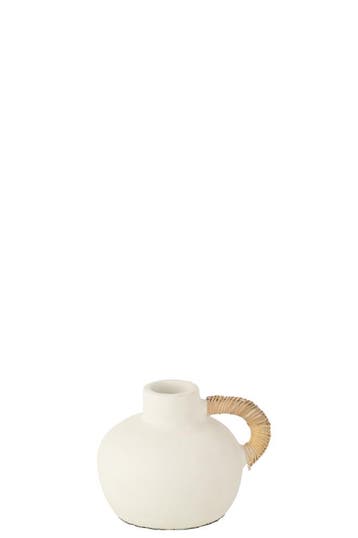 Vaaspot Leo Terracotta Wit/Natuurlijk, Huis en Inrichting, Verzenden, Nieuw
