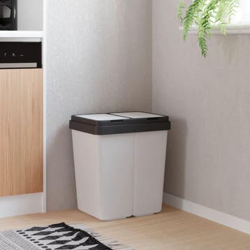 vidaXL Vuilnisbak dubbel 2x25 L wit, Verzenden, Nieuw