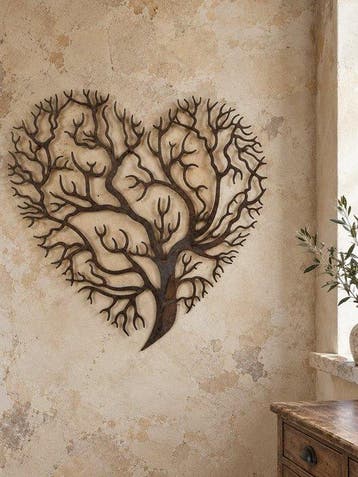 Decoratief ornament - Hartvormige levensboom muurdecoratie