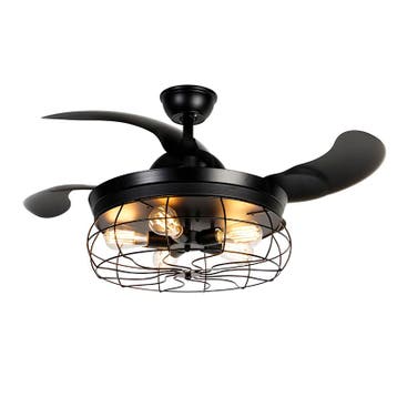 Plafondventilator zwart met inklapbare bladen 107cm, Verzenden, Nieuw, Industrieel