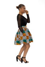 Afrikaanse print mini rok - Petrol Geel Kuba Blocks Congo -, Kleding | Dames, Rokken, Ophalen of Verzenden, Nieuw