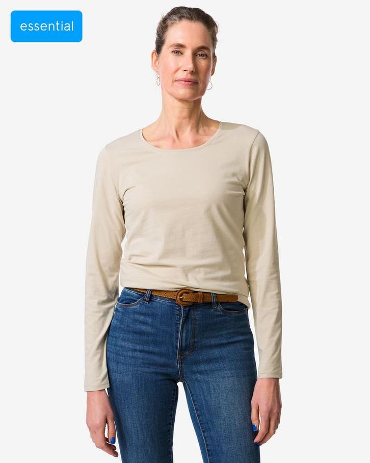 HEMA Dames T-shirt slim fit o-hals zand van €14.99 voor sale, Kleding | Dames, Overige Dameskleding, Nieuw, Verzenden