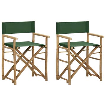 vidaXL Regisseursstoelen 2 st inklapbaar groen bamboe en, Verzenden, Nieuw, Hout
