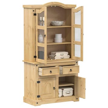 vidaXL Vitrinekast Corona 100x48,5x179 cm massief grenenhout, Minder dan 50 cm, Verzenden, 75 cm of meer, Nieuw