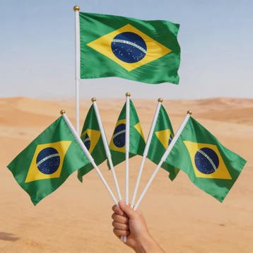 Mini Brazilië Handvlaggen aan Stok - Feest, Parade & Eveneme, Verzenden, Nieuw
