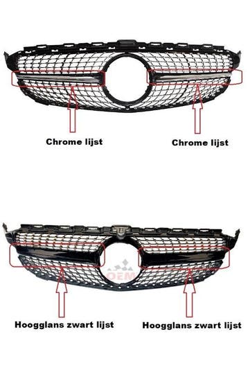 Grille C-Klasse W205 | BLACK DIAMOND Style 14-18 CAMERA, Voor, Mercedes-Benz, Nieuw, Ophalen of Verzenden