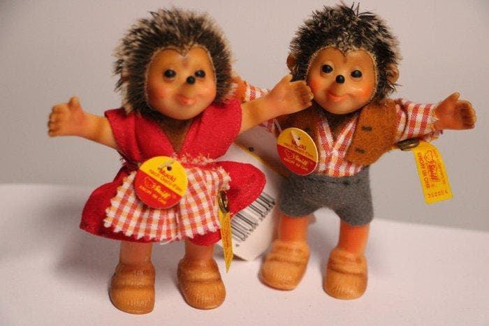 Steiff: Mucki & Macki (jongen en meisje), EAN 350559/350054, Antiek en Kunst, Antiek | Speelgoed