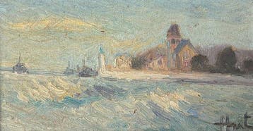 French school (XX) - Marine - La mer à Quilbeuf sur Mer -