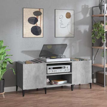 vidaXL Platenkast 121x38x48 cm bewerkt hout betongrijs, Verzenden, Nieuw