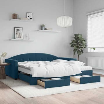 vidaXL Slaapbank met onderschuifbed en lades 100x200 cm, 100 cm, Eenpersoons, Nieuw, 200 cm