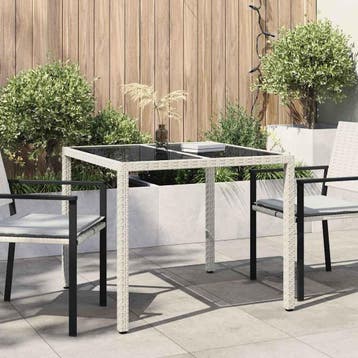vidaXL Tuinstafel Wit 90 x 90 x 75 cm poly rattan, Verzenden, Nieuw