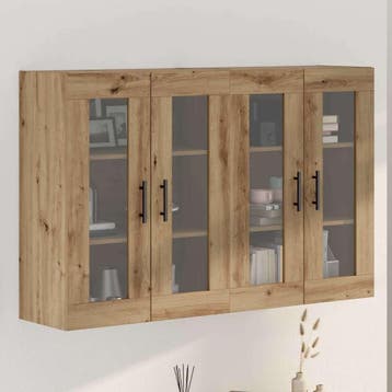 vidaXL Wandgemonteerde Kasten 2 st Artisan eik en Zwart, Minder dan 50 cm, Verzenden, Nieuw, Minder dan 100 cm