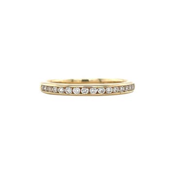 Geelgouden rail ring met diamant 14 krt, Verzenden, Zo goed als nieuw, Goud