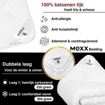2dekans | Mexx - 4-Seizoenen Dekbed - 200×200 cm - zomer en, Ophalen of Verzenden, Zo goed als nieuw, Wit