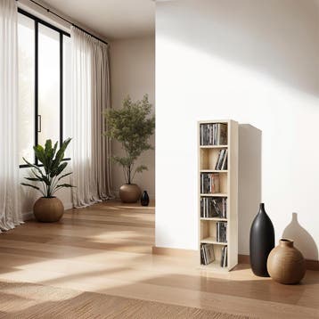 CD mediakast met 6 vakken 90x21x20cm - beuken, Huis en Inrichting, Woonaccessoires | Cd- en Dvd-rekken, Verzenden, Nieuw