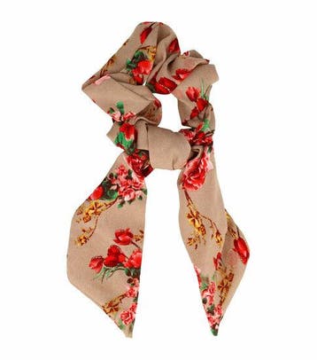 Haarelastiek Scrunchie – Glitter Roos Bloemenprint – 15cm, Nieuw