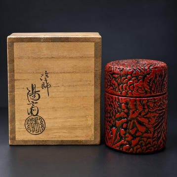 Japanese Tsuishu Carved Lacquer Tea Caddy – Karakusa Design
