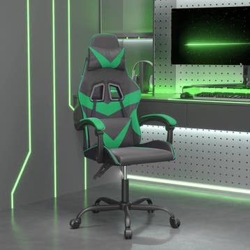 vidaXL Gamestoel draaibaar kunstleer zwart en groen, Verzenden, Nieuw, Groen