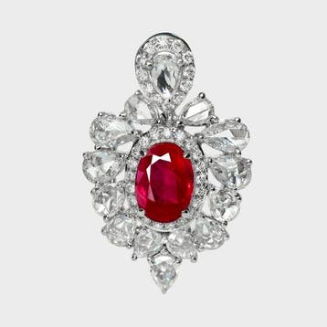 Zonder minimumprijs - Ring - 18 karaat Witgoud, GIA 0,99 ct, Nieuw