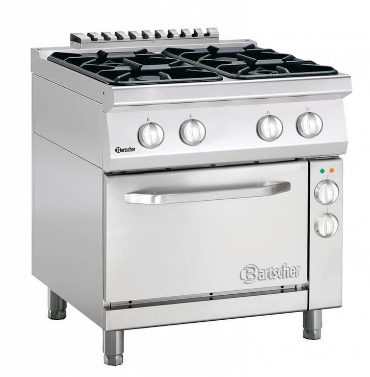Bartscher Gasfornuis met elektrische oven | 4 Branders, Zakelijke goederen, Horeca | Keukenapparatuur, Verzenden