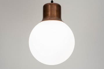 Rietveld Hanglampen - Wit, Roodkoper - Glas, Metaal, Huis en Inrichting, Lampen | Hanglampen, Verzenden, Nieuw