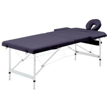 vidaXL Massagetafel inklapbaar 2 zones aluminum paars, Sport en Fitness, Massageproducten, Verzenden, Nieuw