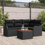 vidaXL Tuinbankenset met opslag 5 pcs Zwart poly rattan, Verzenden, Nieuw, Rotan