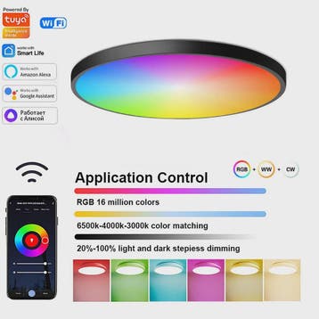 Slimme Plafondlamp 24W - WiFi & Bluetooth, RGB Kleuren, Dimb, Verzenden, Nieuw