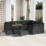 vidaXL Tuin Sofa Set met kussen met opslag 12 pcs Zwart, Tuin en Terras, Verzenden, Nieuw, Rotan, 2 zitplaatsen