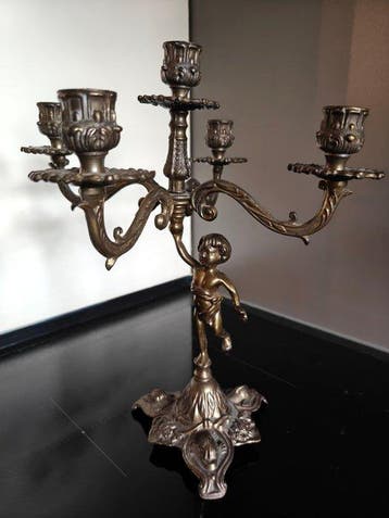 Kaarsenhouder - Gegoten messing - Franse barok kaars houder