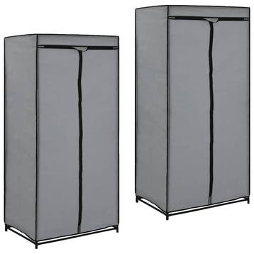 vidaXL Kledingkasten 2 st 75x50x160 cm grijs, Huis en Inrichting, Kasten | Kledingkasten, Verzenden, Nieuw